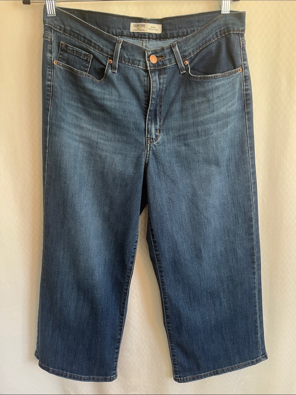 Levi's Capri Jeans 12 Women's Blue Wide Leg Mid-Rise